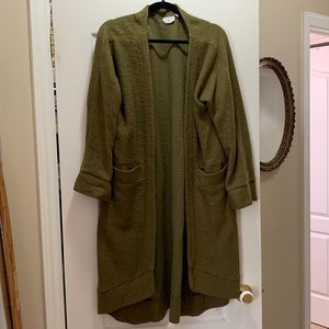 Oversized - Green nubby open cardigan